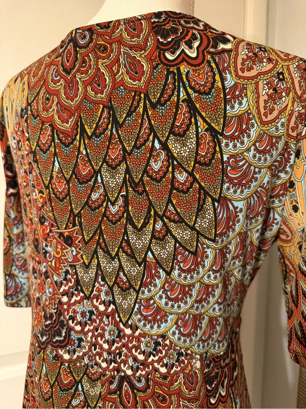 45~ New MSK Paisley V-Neck Maxi Dress in Rust, Mustard & Teal Medium - Picture 7 of 10